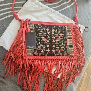 Red Fringe Women's Bag